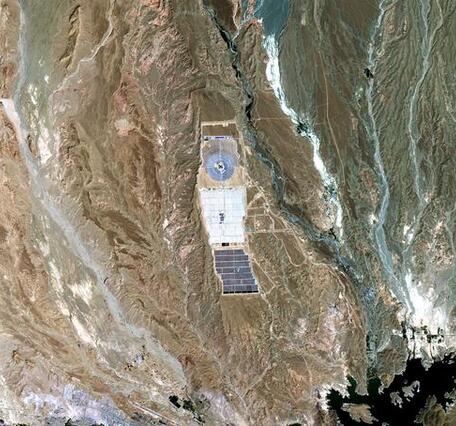 Satellite showing 3 different solar energy locations