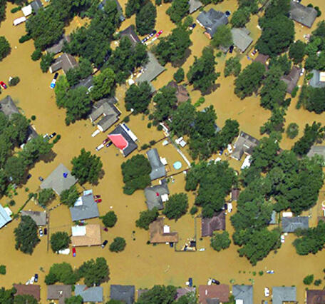 Image shows aerial imagery of flooding in Louisiana, courtesy of the National Geodetic Survey