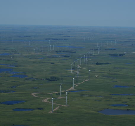 Aerial View of the Tatanka Wind Energy Farm