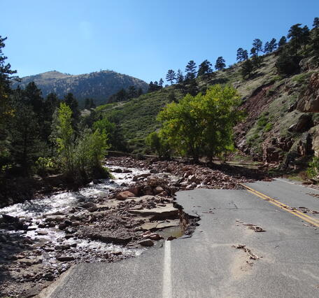 Left Hand Canyon highway damage by the September 2013 Colorado floods