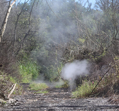 residual heat, steam, and small amounts of other gases continue to escape