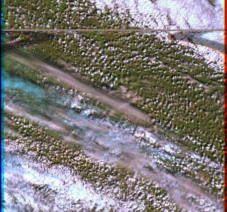 Example of Scan Mirror Anomaly in Landsat 7 ETM+ browse image. 