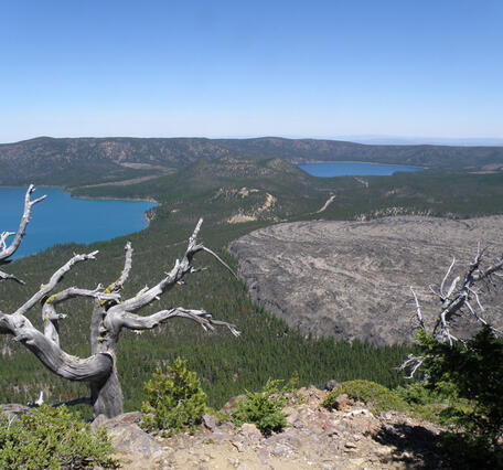 North-facing view of the 4-by-5 mile Newberry Caldera from the top ...