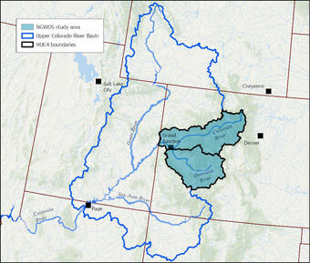 This map illustrates the Upper Colorado Basin area.  