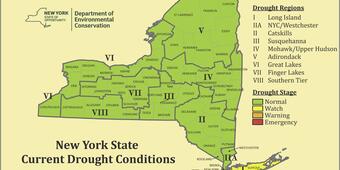 map with numbered and outlined drought regions of NY