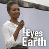 color photo of Lola Fatoyinbo with the graphic for the USGS EROS podcast "Eyes on Earth"