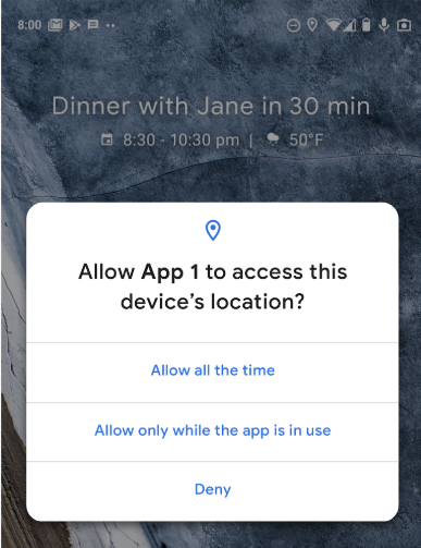 Tristate location permissions screen