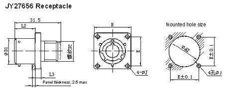 GJB599 series(MIL-C-38999)Ⅰcircular electrical connector Connectors Product Outline Dimensions