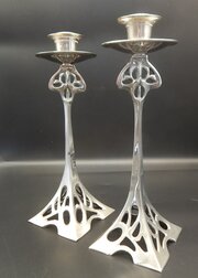 Art Nouveau Silver Plated Candle Sticks