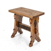 Gothic Medieval Revival Carved Oak Joint Stool