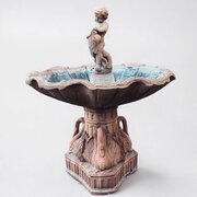  Huge Terracotta Garden Fountain, On A Swan Base