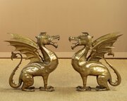 Pair Of Large Brass Dragons C.1960