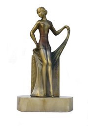 Art Deco Spelter Female Table Lighter, C1930