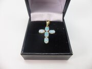 18ct Gold,natural Opal Cross Pendant