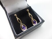 Pair Of Amethyst And Diamond Drop Earrings