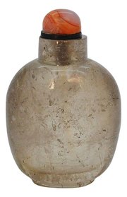 Chinese Qing Hair Rock Crystal Carved Snuff Bottle