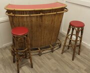 French Reception Greeting Tiki Bar With Stools