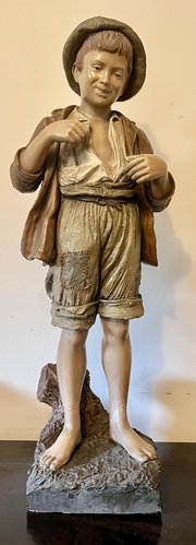 Large Antique Terracotta Figure Of A Young Boy