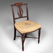 Antique Side Chair, English, Walnut, Needlepoint