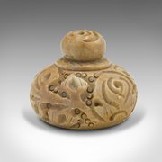 Small Antique Snuff Pot, Chinese, Carved Marble