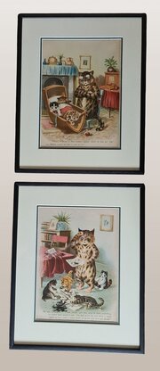 A Pair Of Louis Wain Prints C1900