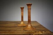 Pair Of Heals 1950’s Cherry Wood Candlesticks