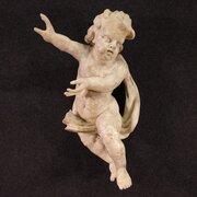 Antique Italian Wooden Sculpture Of A Cherub 