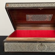 Damascene Jewellery Box Walnut & Inlay Syrian 