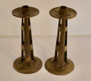 Arts And Crafts Hammered  brass Candlesticks