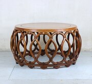 Chinese Circular Carved Hardwood Coffee Table