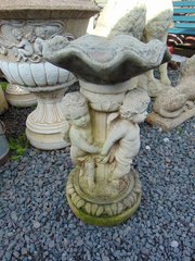 Weathered Reconstituted Stone Bird Bath