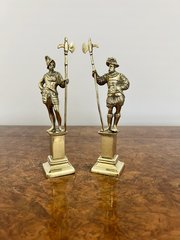 Pair Of Victorian Quality Brass Figures 