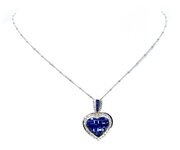 Sapphire & Diamond Heart Shaped Necklace