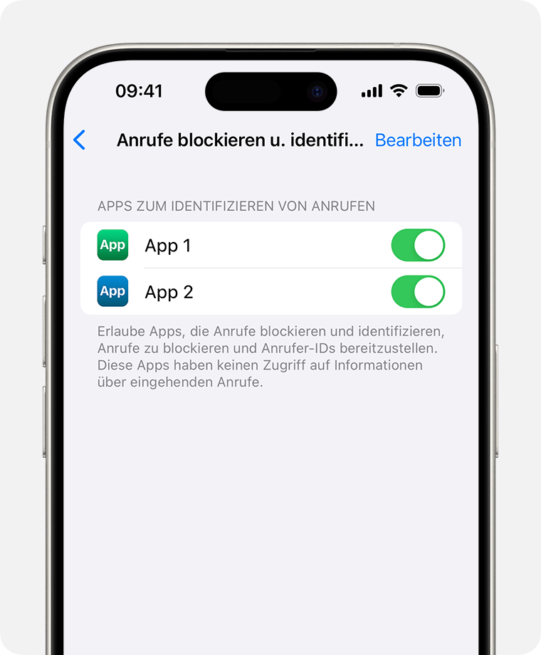 Auf einem iPhone wird angezeigt, wie du eine App zum Filtern von Spam-Anrufen einrichtest.