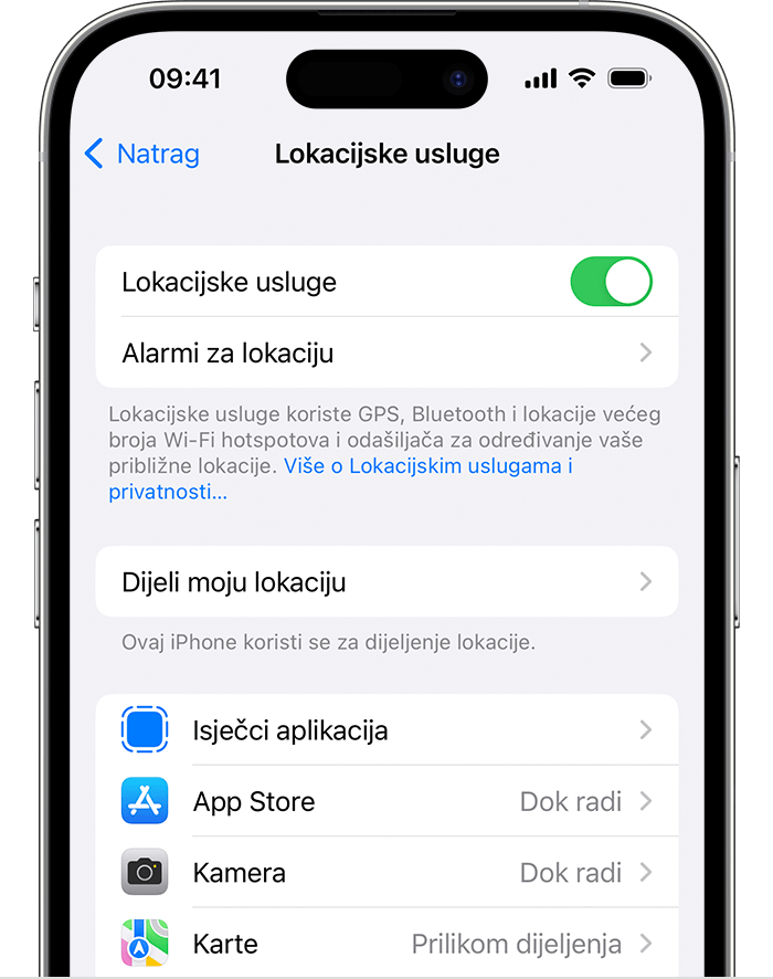 U postavkama za iOS možete blokirati oglase temeljene na lokaciji.