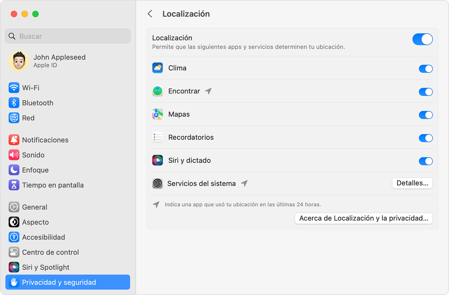 En macOS, bloquea los anuncios basados en la ubicación.