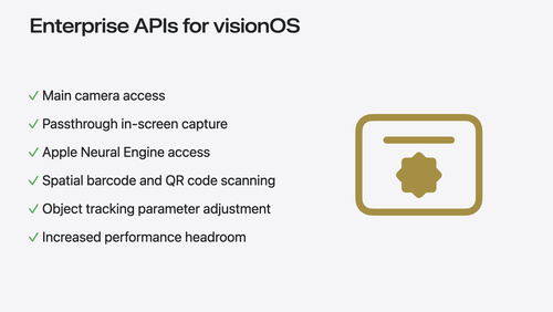 为你介绍适用于 visionOS 的企业 API