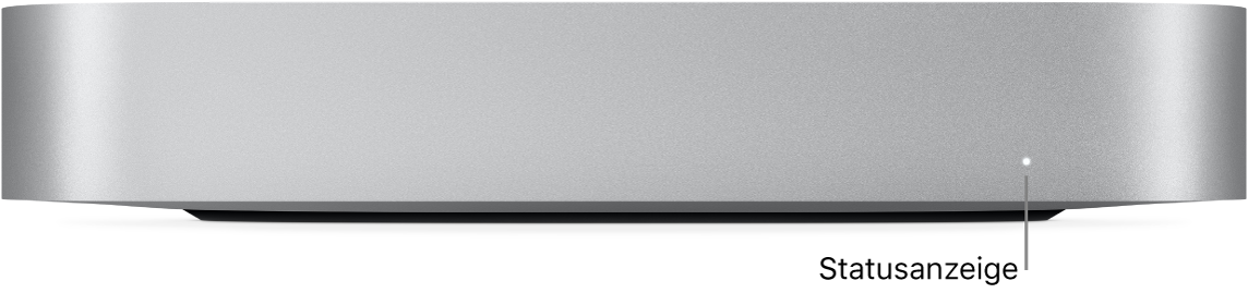 Die Vorderseite des Mac mini mit der Statusanzeige.