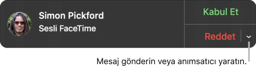 Bir metin mesajı göndermek veya bir anımsatıcı yaratmak için bildirimde Reddet düğmesinin yanında bulunan oku tıklayın.