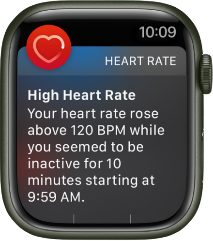 A Heart Rate alert, indicating a high heart rate.