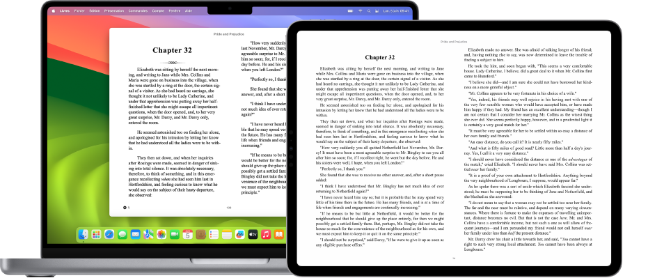 Un livre à la même page dans l’app Livres sur un iPad ou un Mac.