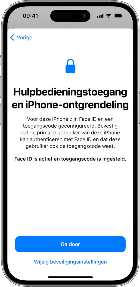 Een iPhone met een scherm waarop de helper wordt gevraagd om te bevestigen dat de persoon die het apparaat gebruikt de toegangscode van het apparaat kent.