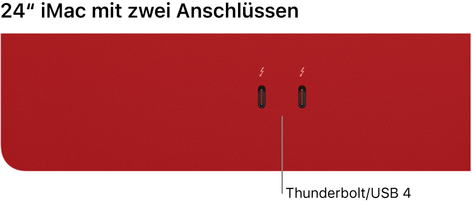 Ein iMac mit zwei Thunderbolt-/USB 4-Anschlüssen.