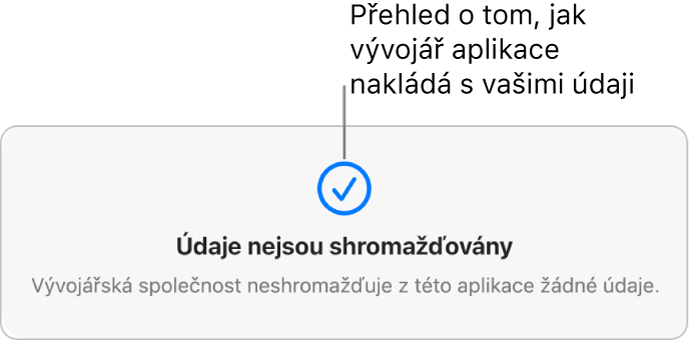 Část hlavní stránky Mac App Storu se zásadami ochrany soukromí, které nastavil vývojář vybrané aplikace