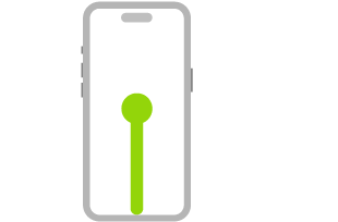 Un’illustrazione di iPhone. Una linea con un punto indica un trascinamento dal basso verso l’alto, quindi un’interruzione.