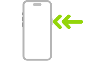 Цртеж iPhone-а са две стрелице које показују двоструки клик на бочно дугме у горњем десном углу.
