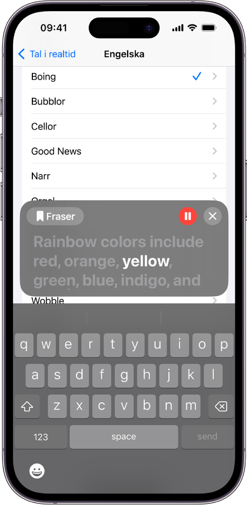 Funktionen Tal i realtid på iPhone läser upp all text som har angetts.