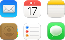 Mail, Calendar, Notes, Contacts, Reminders, Messages, Home and News icons