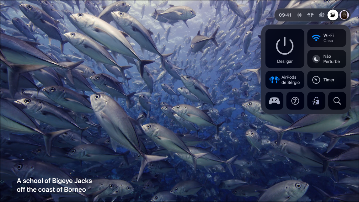 Tela da Apple TV mostrando a Central de Controle.