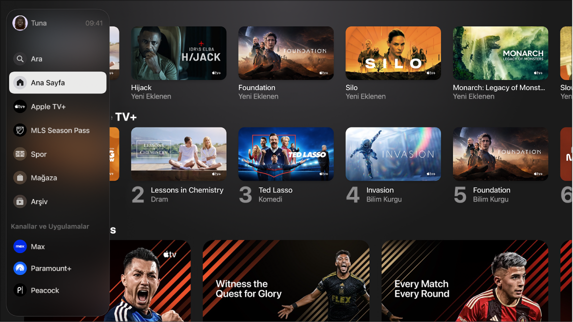 Apple TV+’ı gösteren ekran